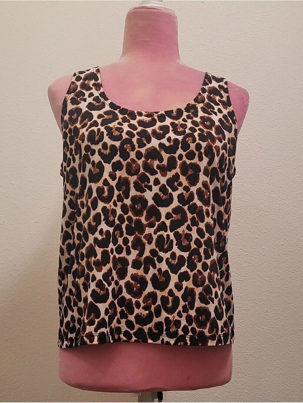 Slinky Brand Leopard Print Tank Top - Brown/Black/Cream